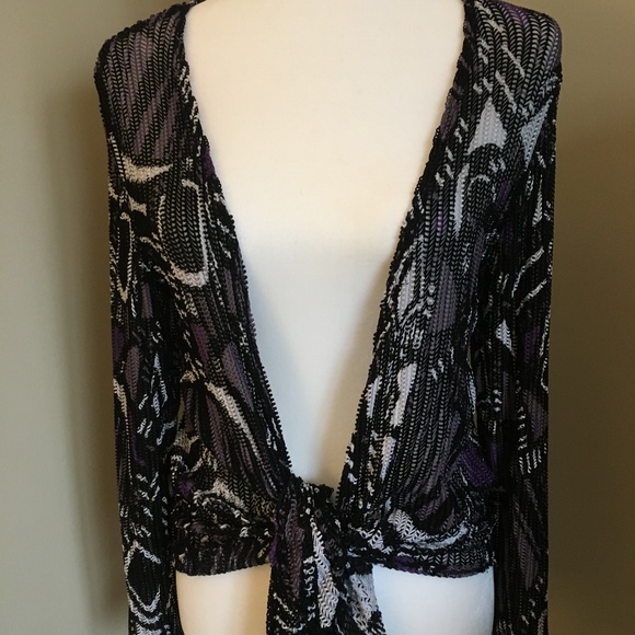 Chico's Purple Illusion Netted Tie-up Jacket - Picture 1 of 7